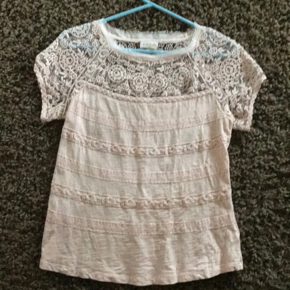 Anthro Meadow Rue lace and embroidered top